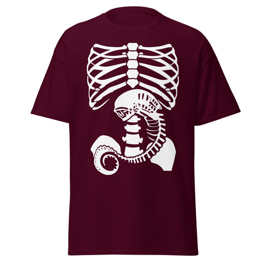 Chestburster Rib Cage Alien Horror Movie T-Shirt - Maroon - T-Shirts Online