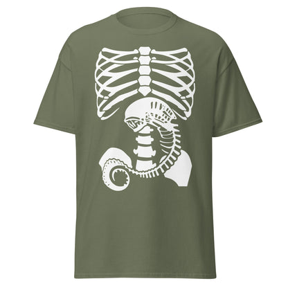 Chestburster Rib Cage Alien Horror Movie T-Shirt - Military Green - T-Shirts Online