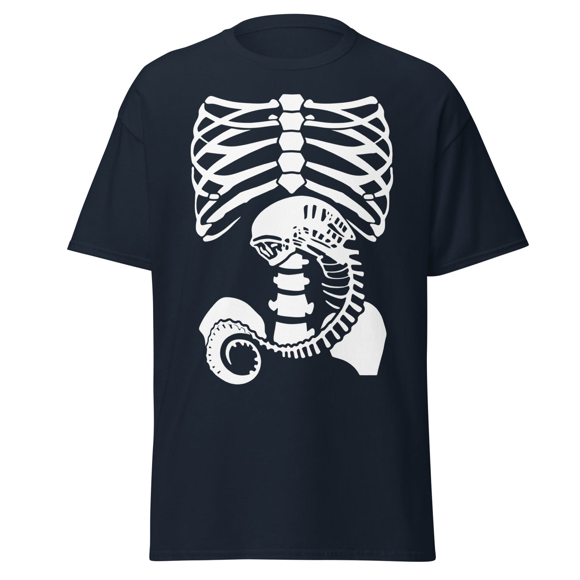 Chestburster Rib Cage Alien Horror Movie T-Shirt - Navy - T-Shirts Online