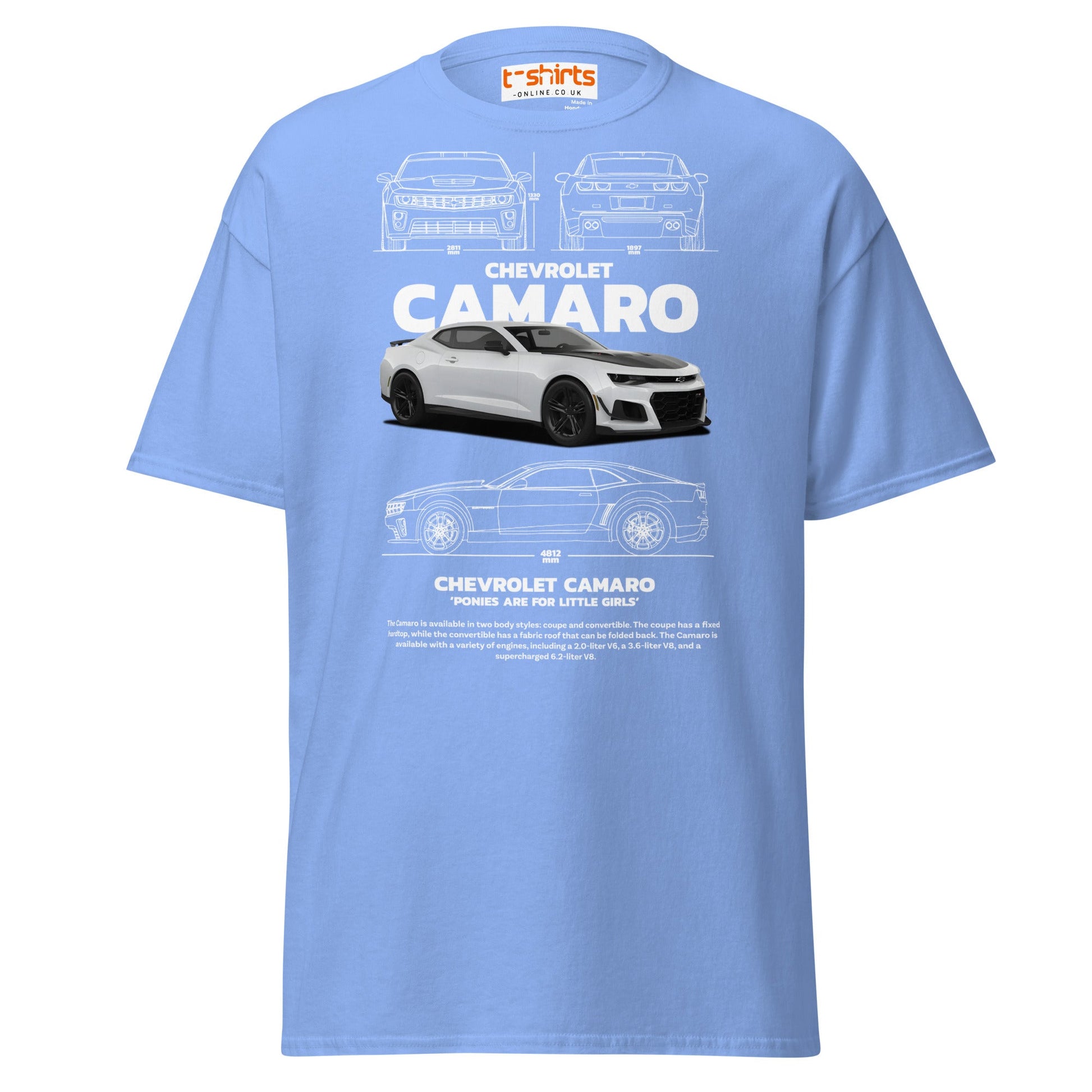Chevrolet Camaro T-Shirt | American Muscle Car Tee - Carolina Blue - T-Shirts Online