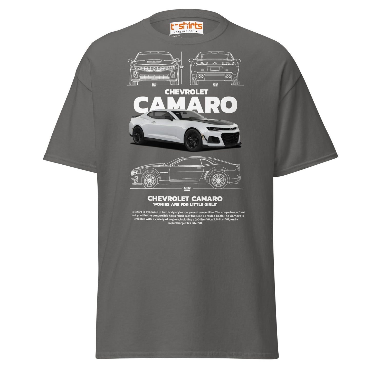 Chevrolet Camaro T-Shirt | American Muscle Car Tee - Charcoal - T-Shirts Online
