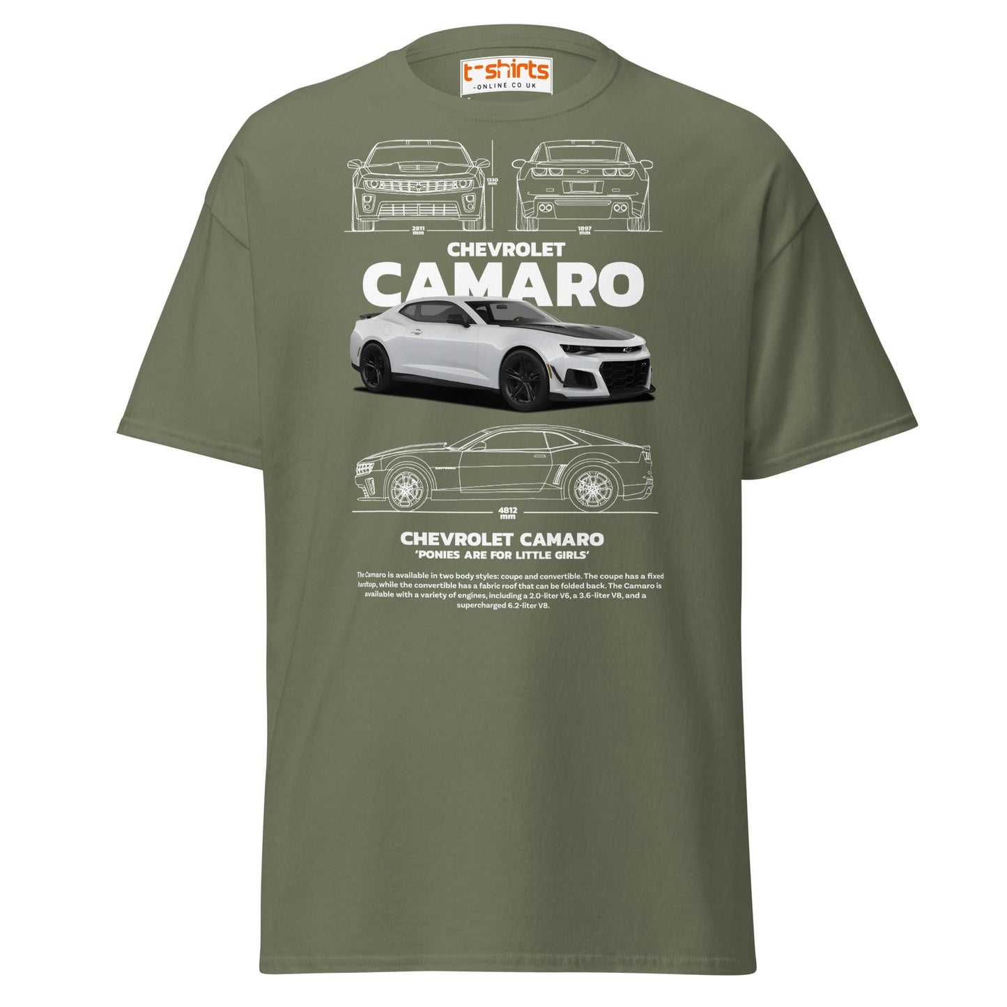 Chevrolet Camaro T-Shirt | American Muscle Car Tee - Military Green - T-Shirts Online
