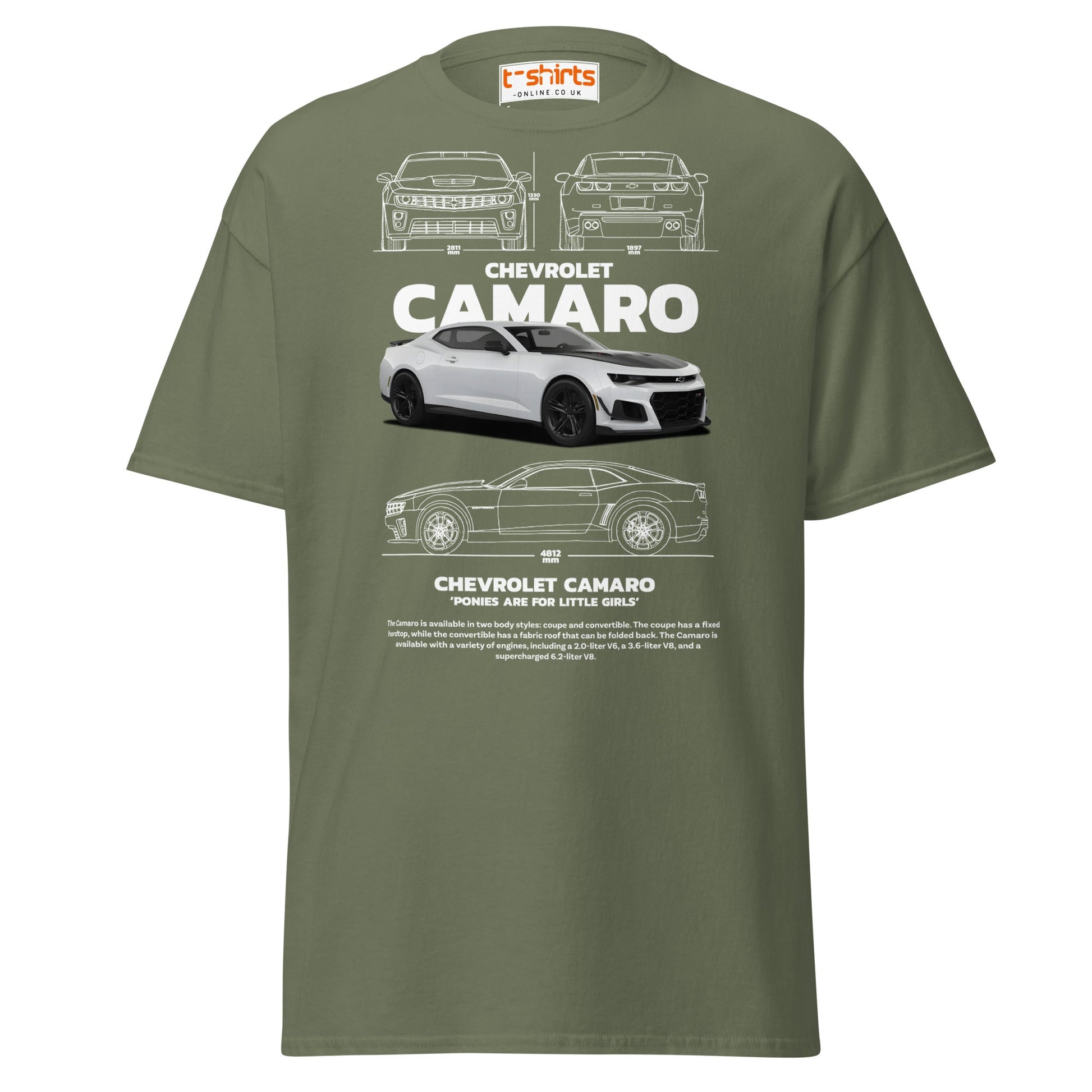 Chevrolet Camaro T-Shirt | American Muscle Car Tee - Military Green - T-Shirts Online