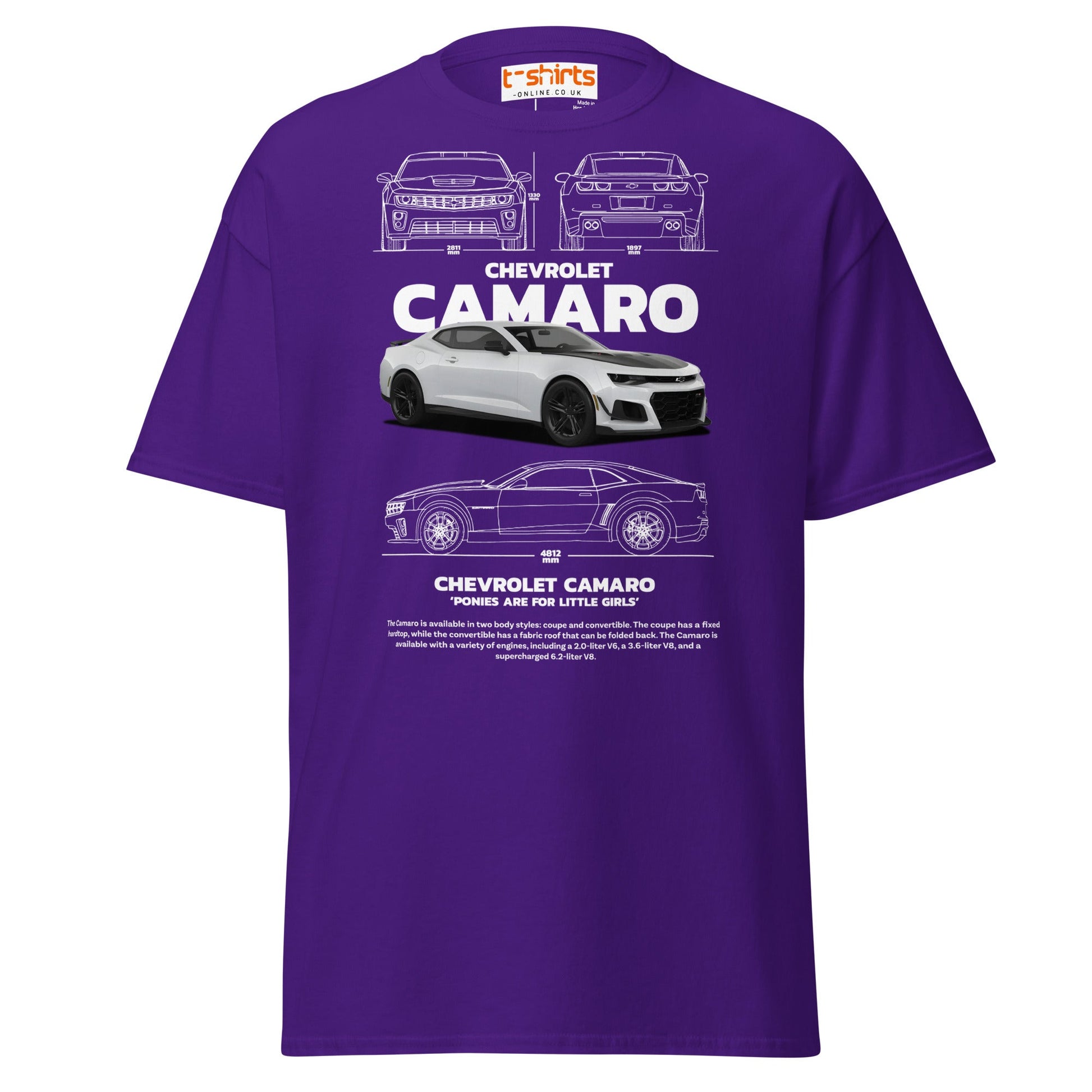 Chevrolet Camaro T-Shirt | American Muscle Car Tee - Purple - T-Shirts Online