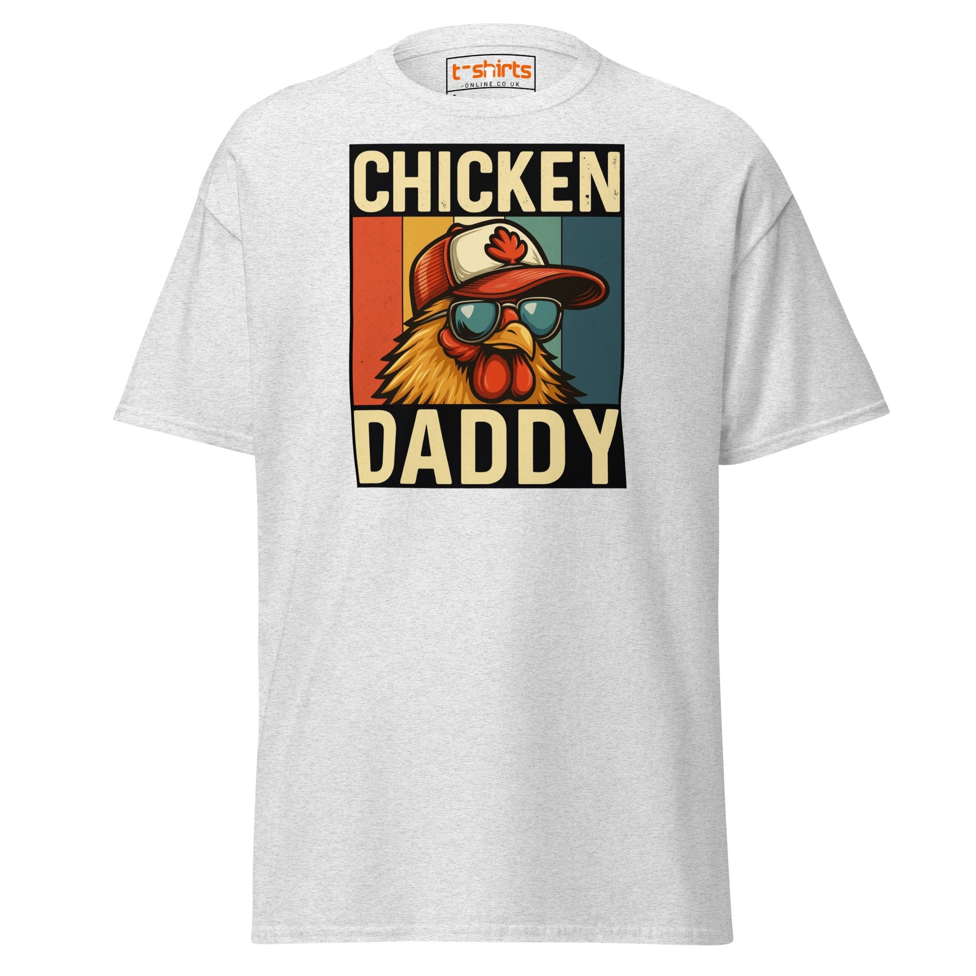 Chicken Daddy Retro Funny Graphic T-Shirt - Ash - T-Shirts Online