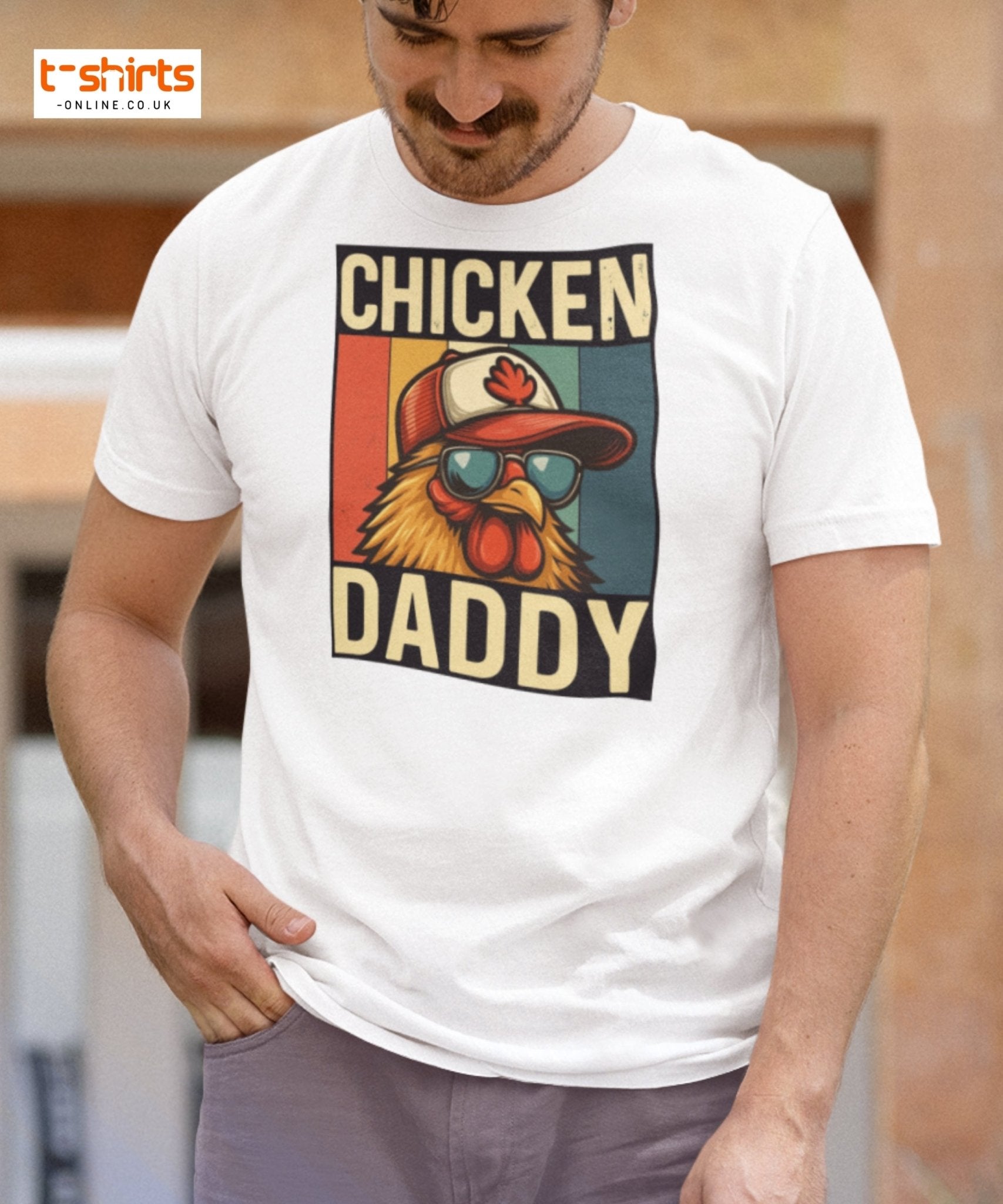 Chicken Daddy Retro Funny Graphic T-Shirt - Black - T-Shirts Online