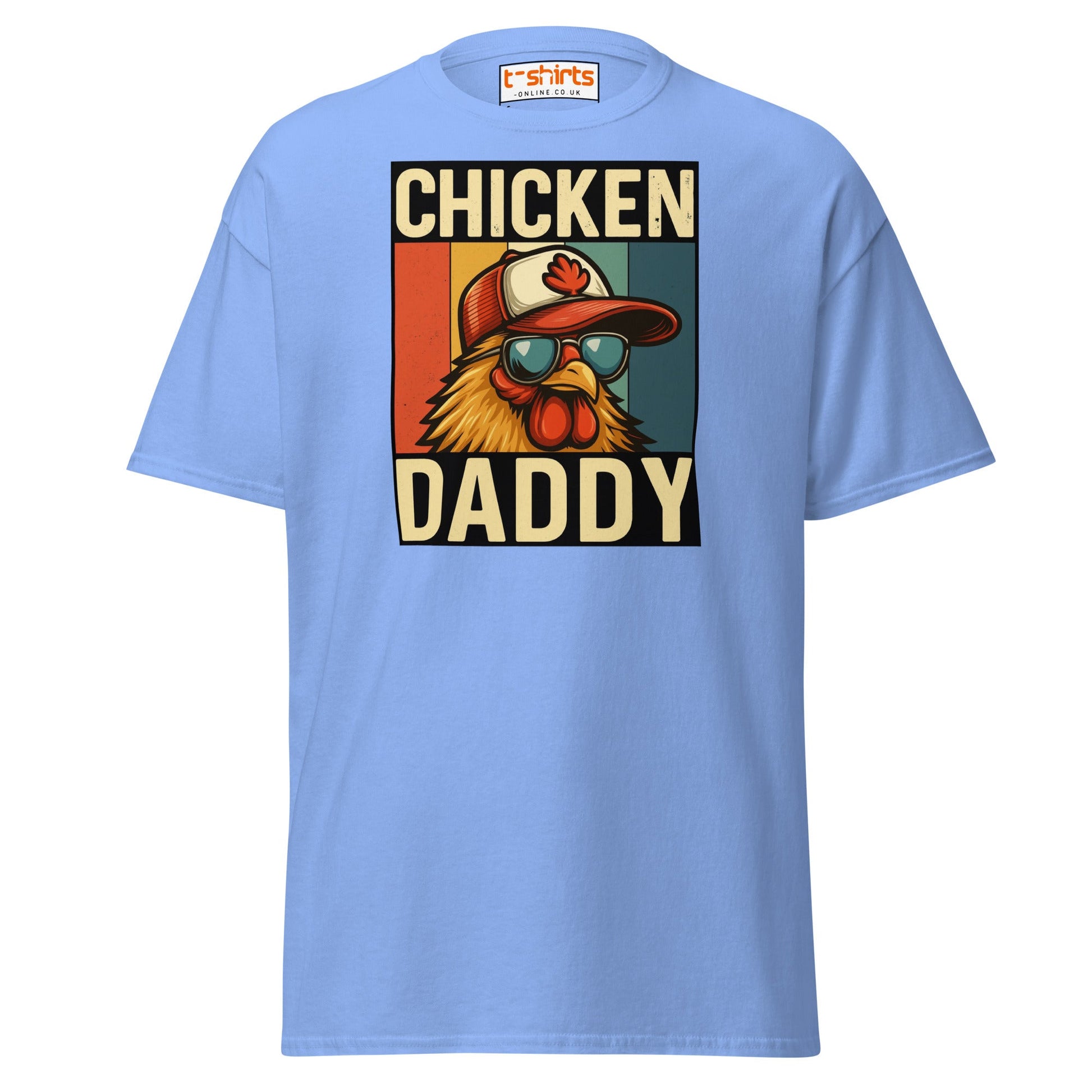 Chicken Daddy Retro Funny Graphic T-Shirt - Carolina Blue - T-Shirts Online