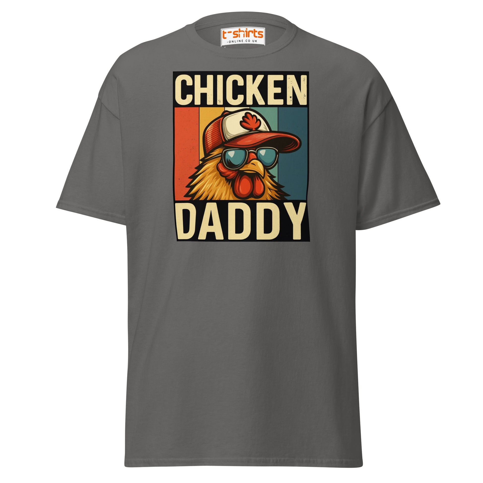 Chicken Daddy Retro Funny Graphic T-Shirt - Charcoal - T-Shirts Online