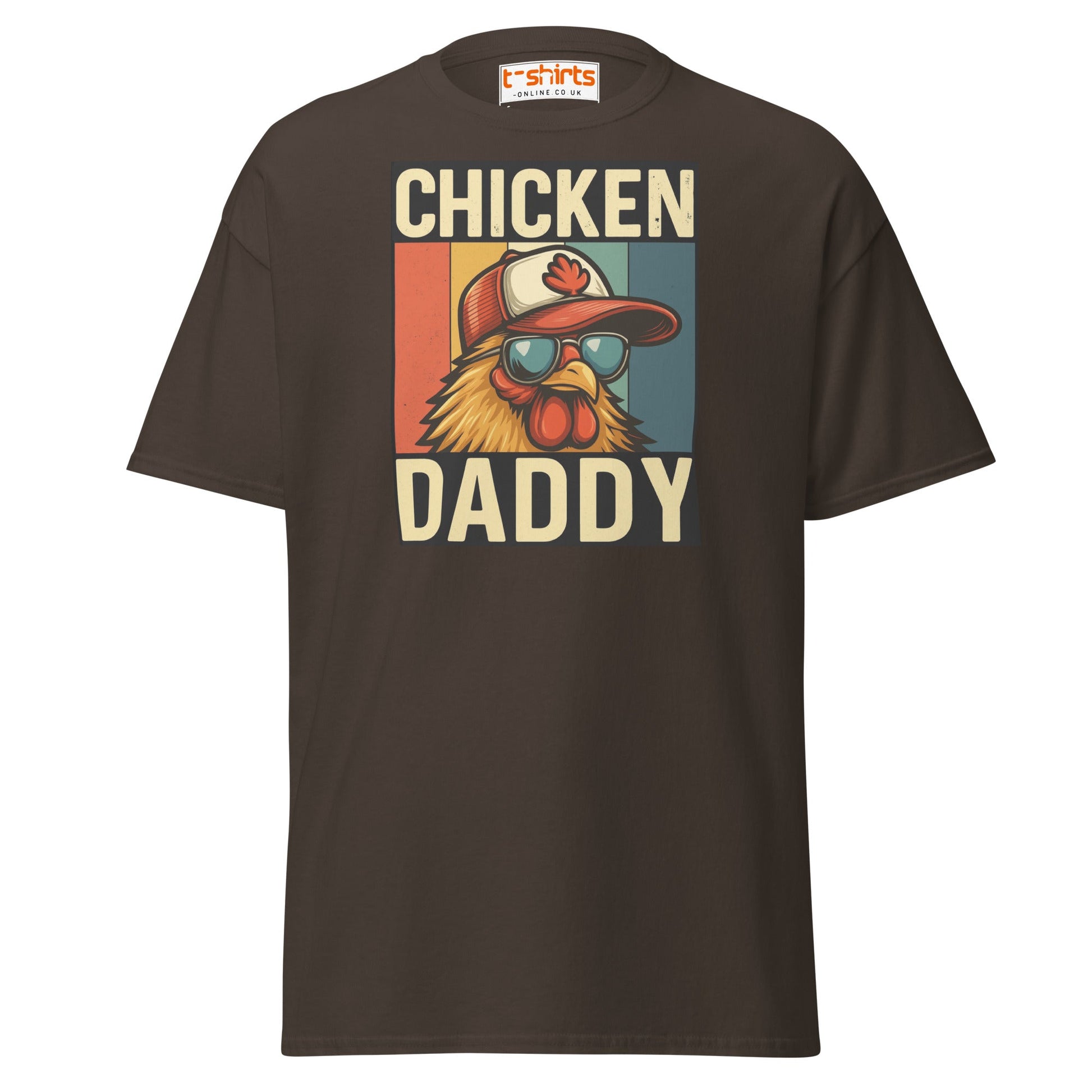 Chicken Daddy Retro Funny Graphic T-Shirt - Dark Chocolate - T-Shirts Online