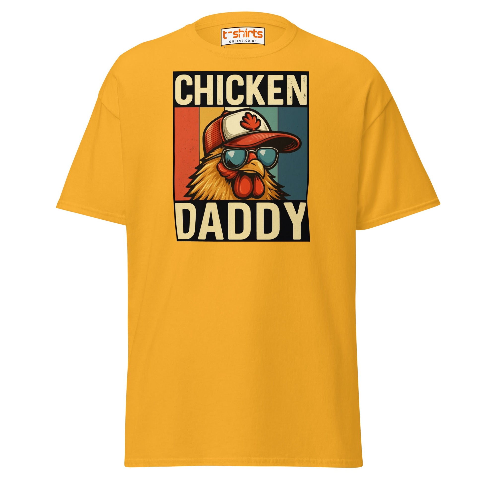 Chicken Daddy Retro Funny Graphic T-Shirt - Gold - T-Shirts Online