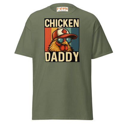 Chicken Daddy Retro Funny Graphic T-Shirt - Military Green - T-Shirts Online