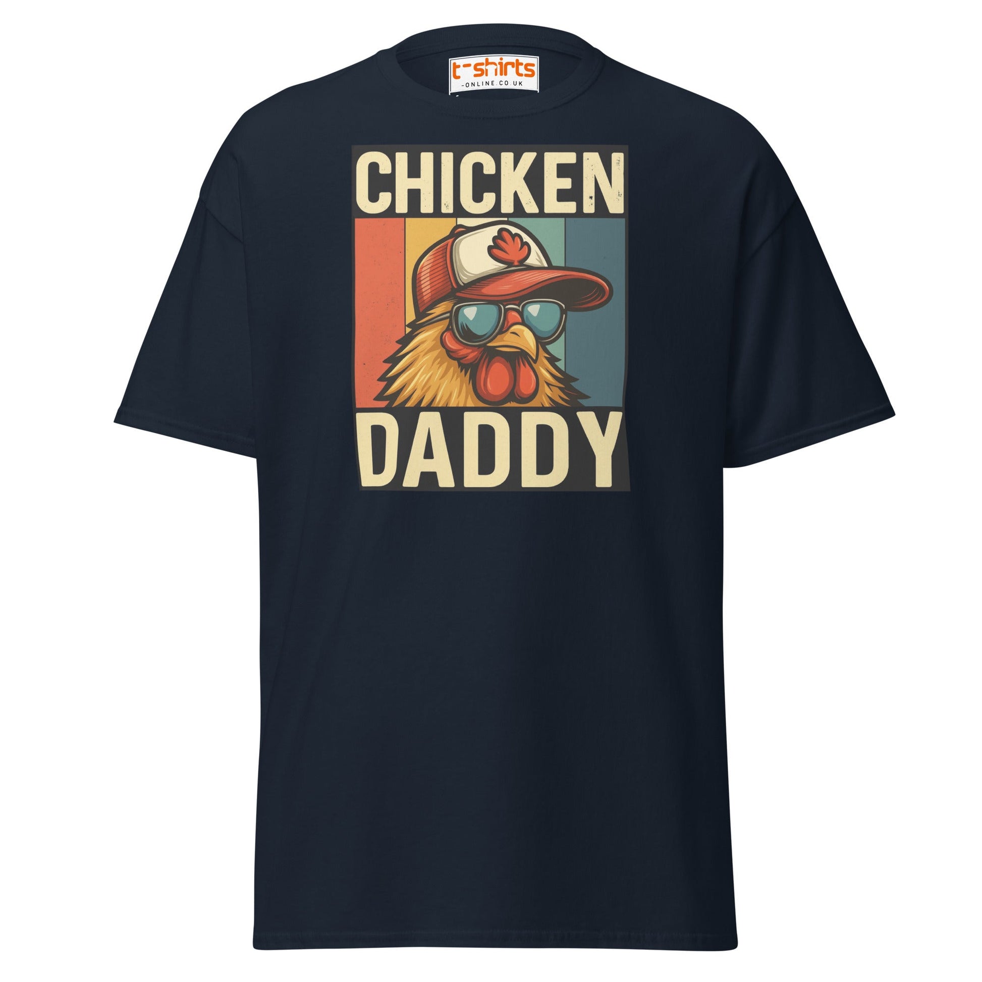 Chicken Daddy Retro Funny Graphic T-Shirt - Navy - T-Shirts Online
