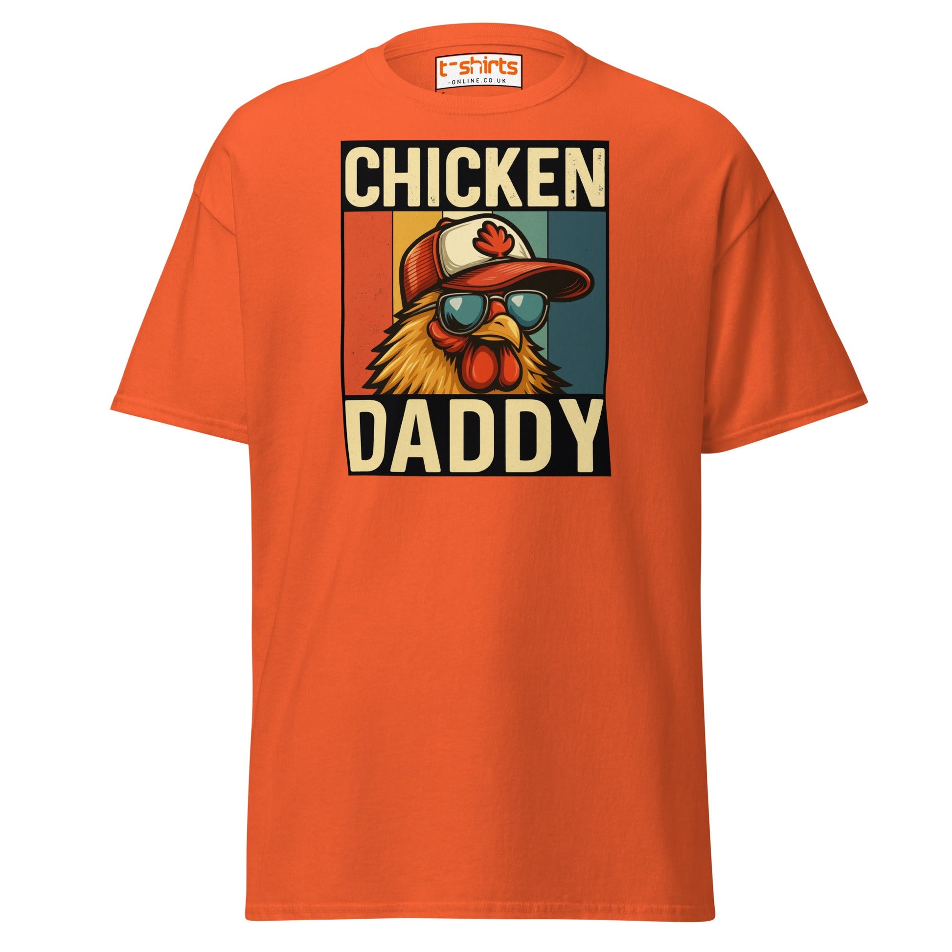 Chicken Daddy Retro Funny Graphic T-Shirt - Orange - T-Shirts Online