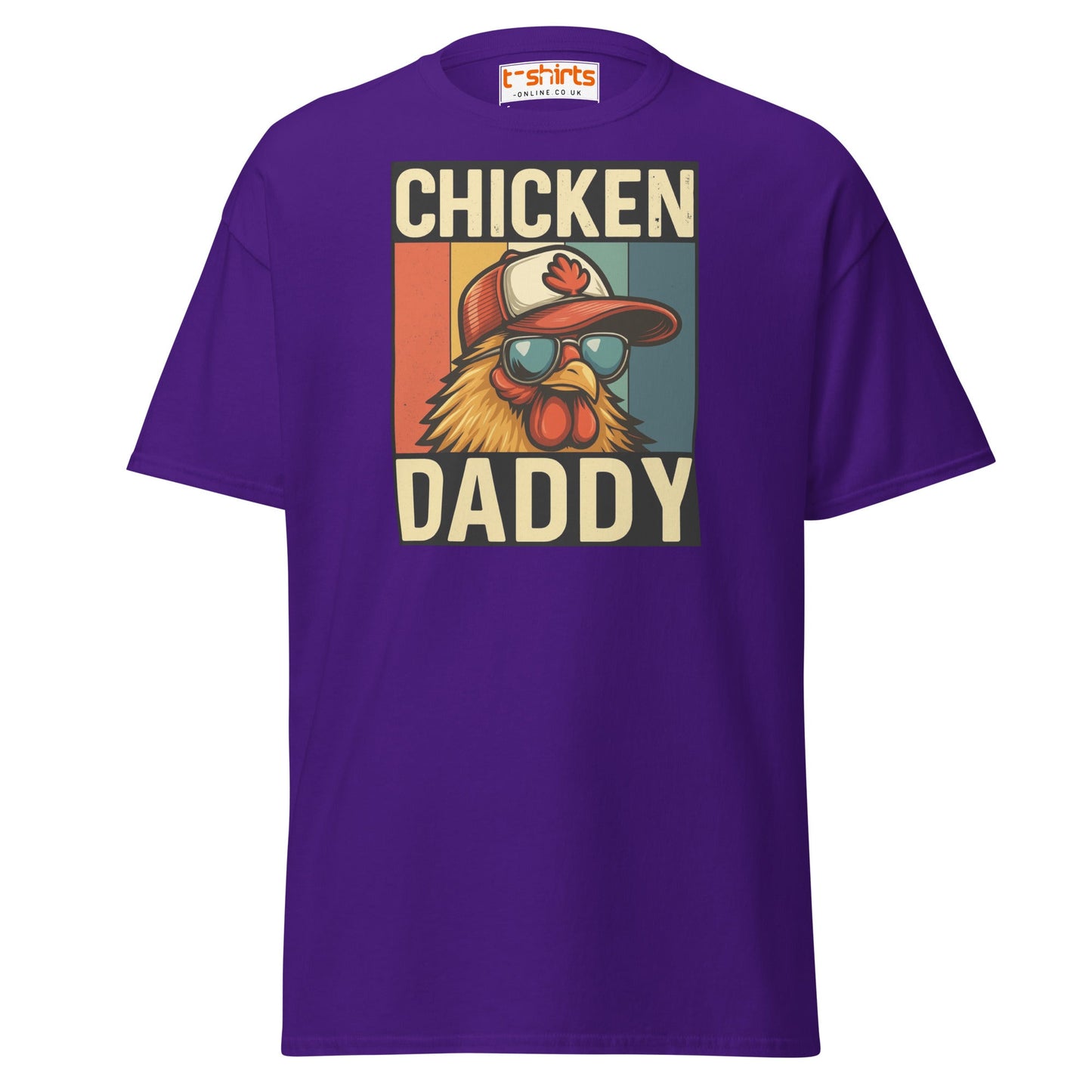 Chicken Daddy Retro Funny Graphic T-Shirt - Purple - T-Shirts Online