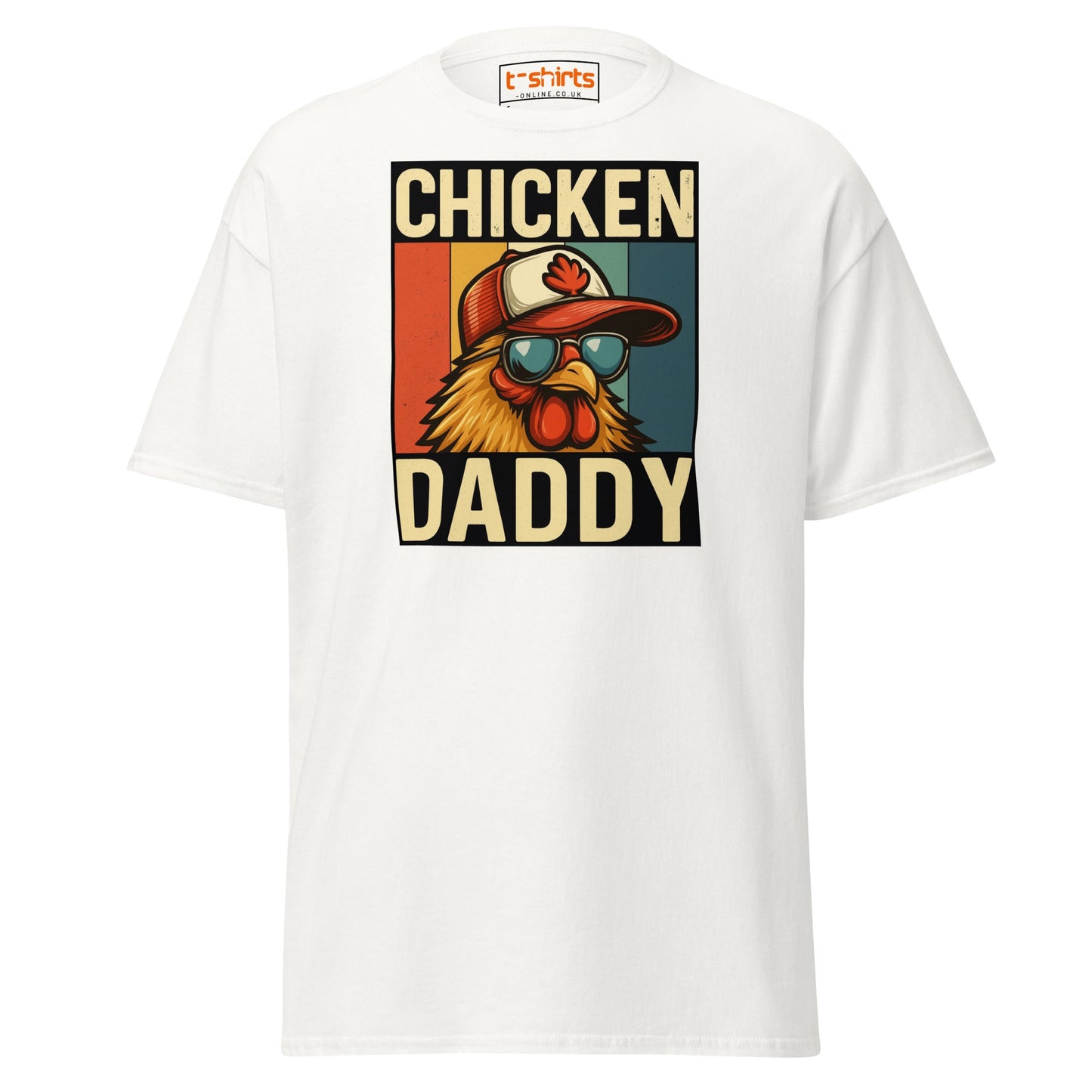 Chicken Daddy Retro Funny Graphic T-Shirt - White - T-Shirts Online