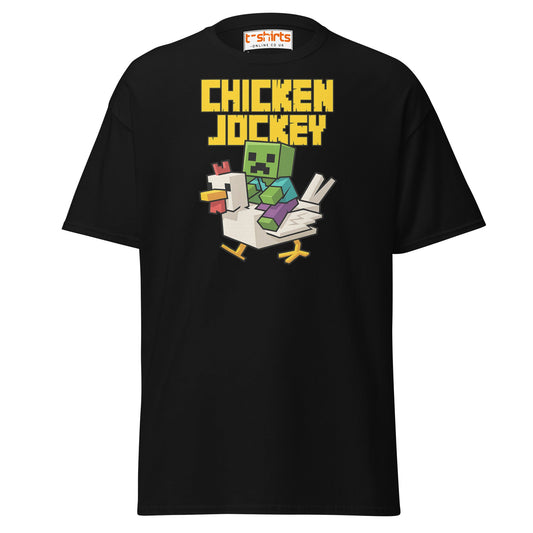 Chicken Jockey Pixel Gamer T-Shirt - Black - T-Shirts Online