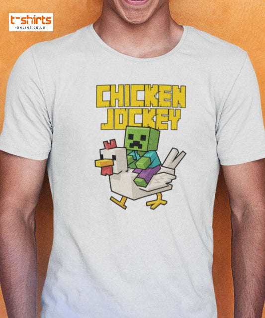 Chicken Jockey Pixel Gamer T-Shirt - Black - T-Shirts Online