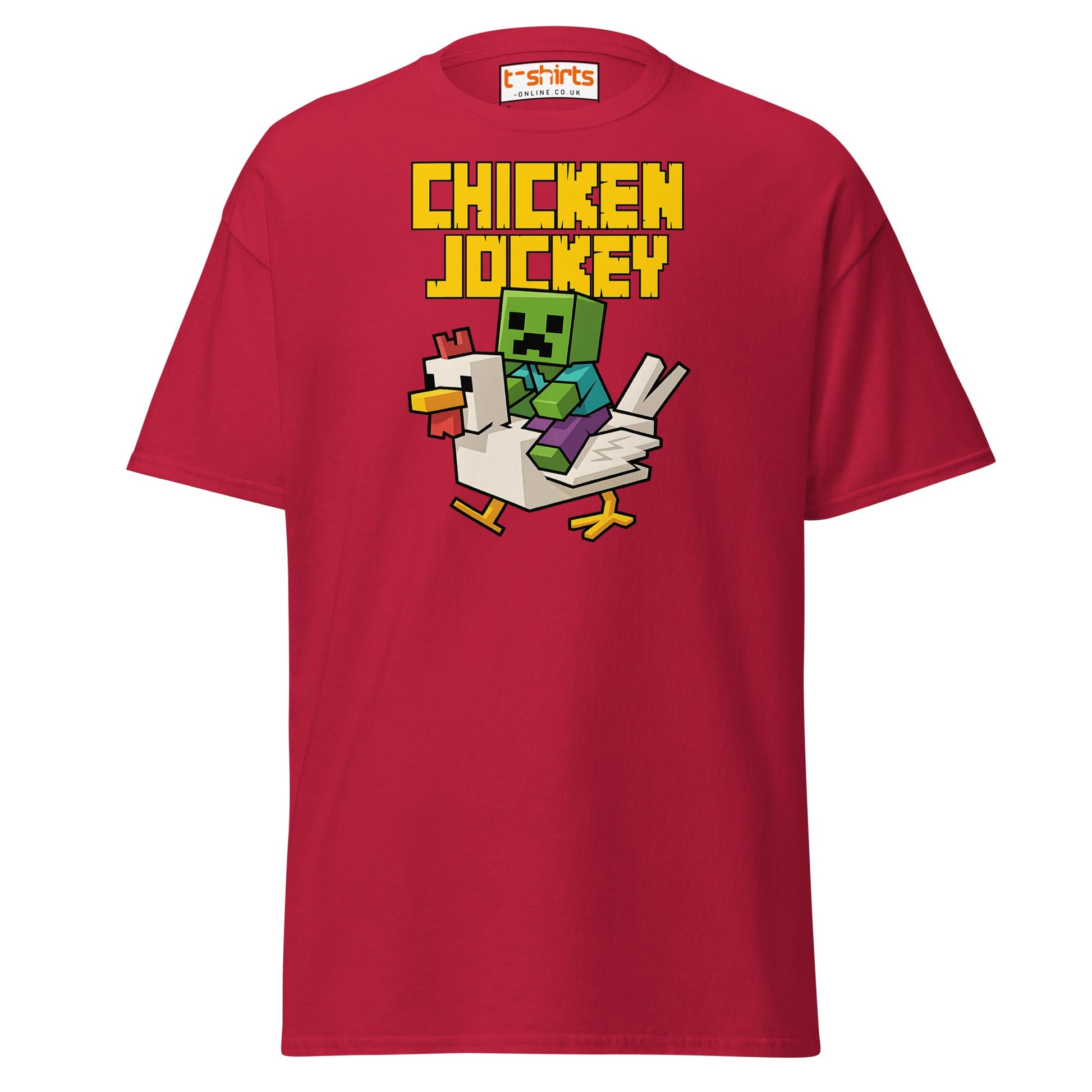 Chicken Jockey Pixel Gamer T-Shirt - Cardinal - T-Shirts Online