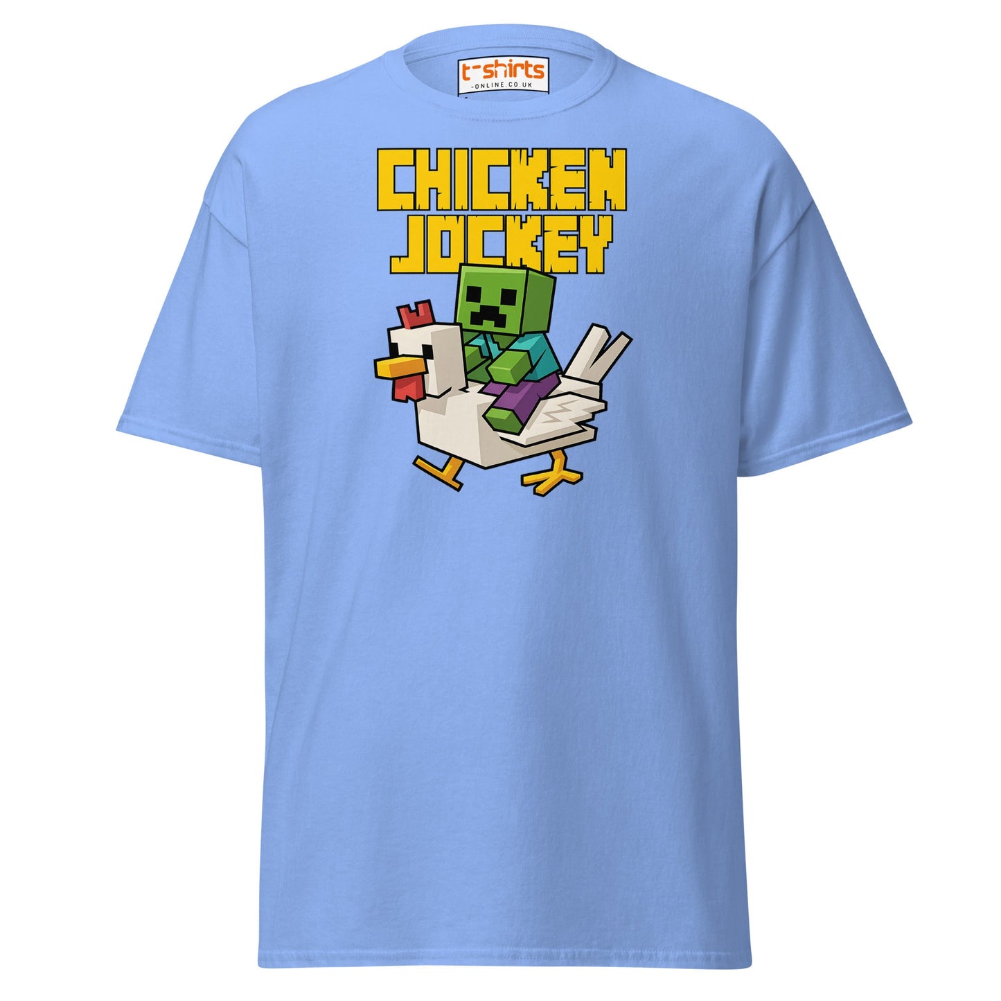Chicken Jockey Pixel Gamer T-Shirt - Carolina Blue - T-Shirts Online