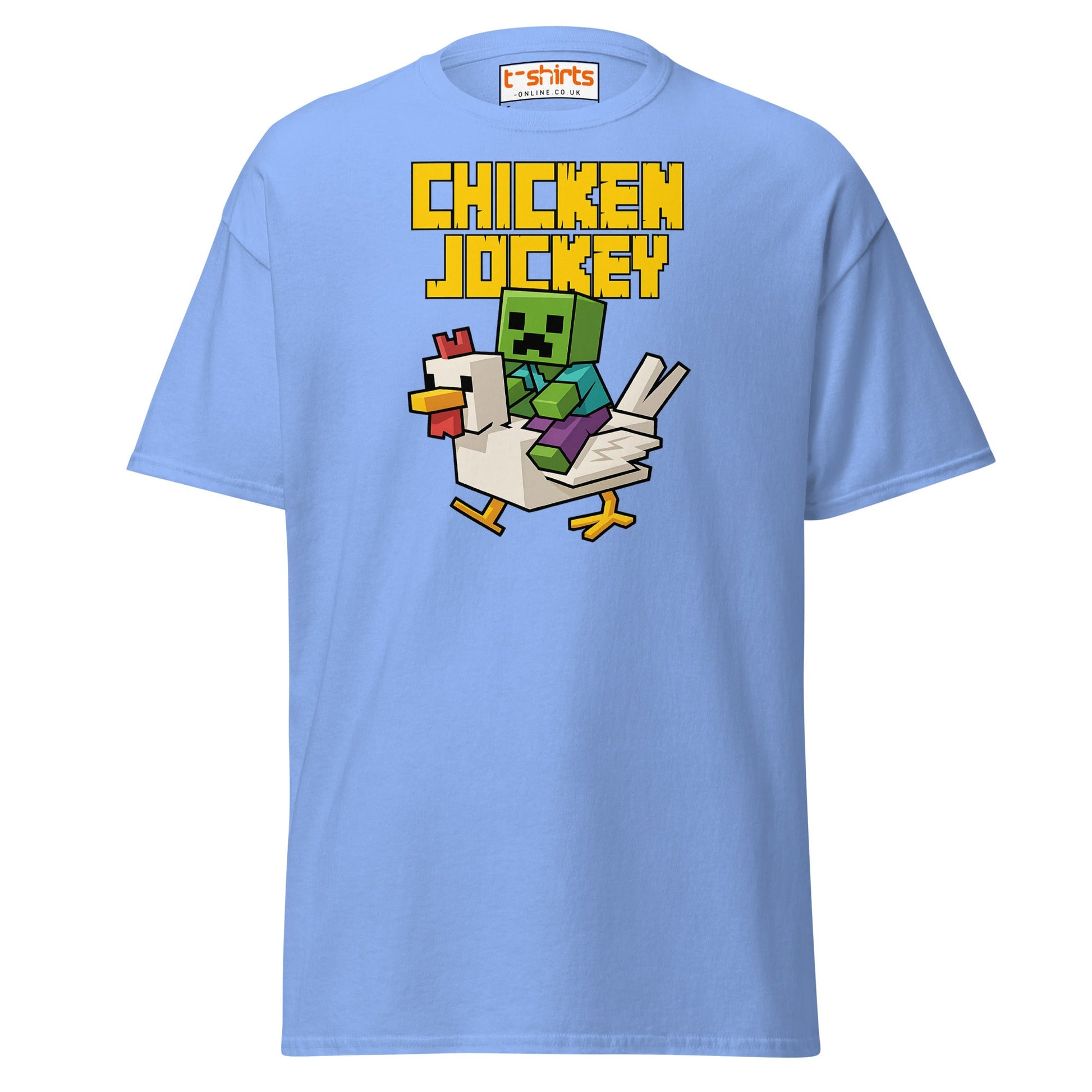 Chicken Jockey Pixel Gamer T-Shirt - Carolina Blue - T-Shirts Online