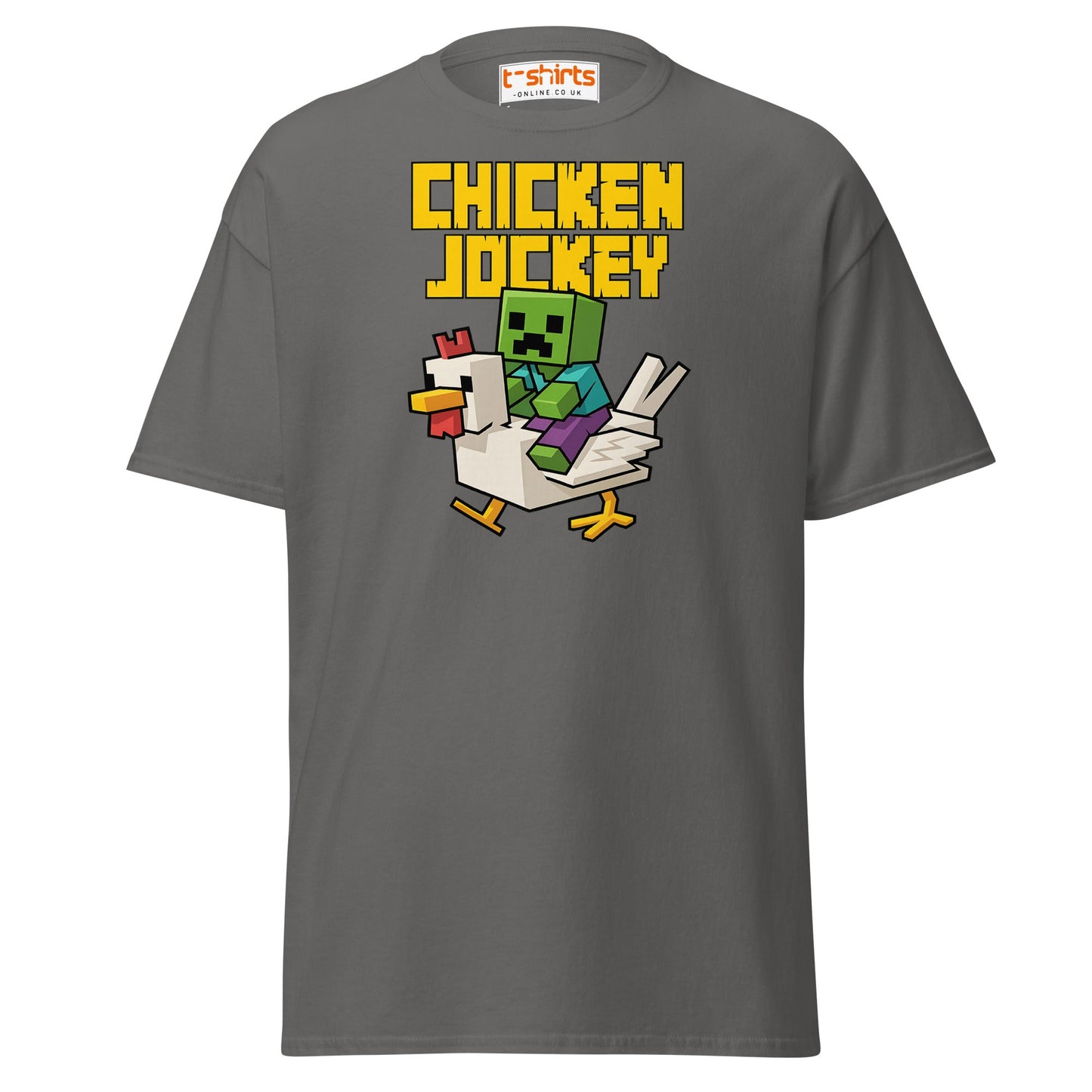 Chicken Jockey Pixel Gamer T-Shirt - Charcoal - T-Shirts Online