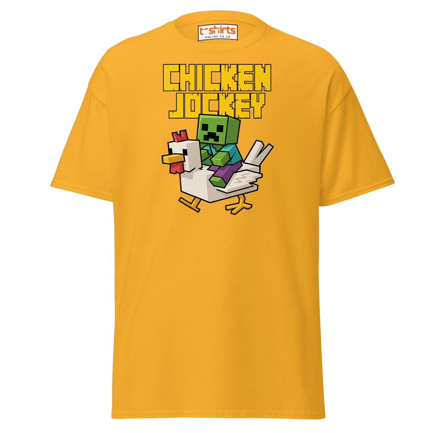 Chicken Jockey Pixel Gamer T-Shirt - Gold - T-Shirts Online
