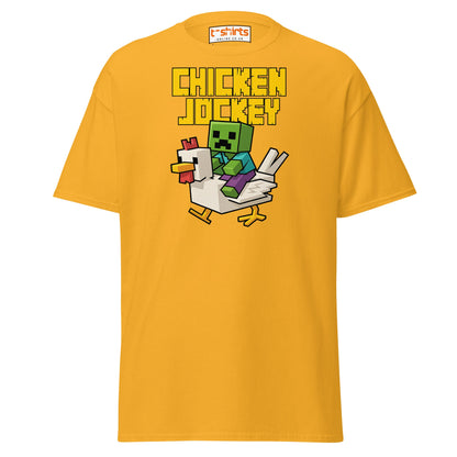 Chicken Jockey Pixel Gamer T-Shirt - Gold - T-Shirts Online