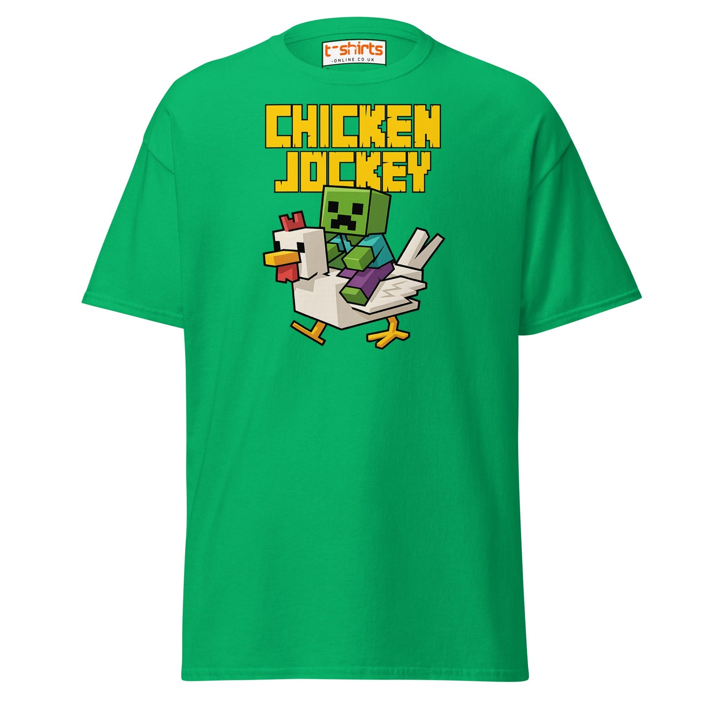 Chicken Jockey Pixel Gamer T-Shirt - Irish Green - T-Shirts Online