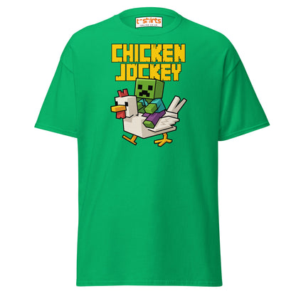 Chicken Jockey Pixel Gamer T-Shirt - Irish Green - T-Shirts Online