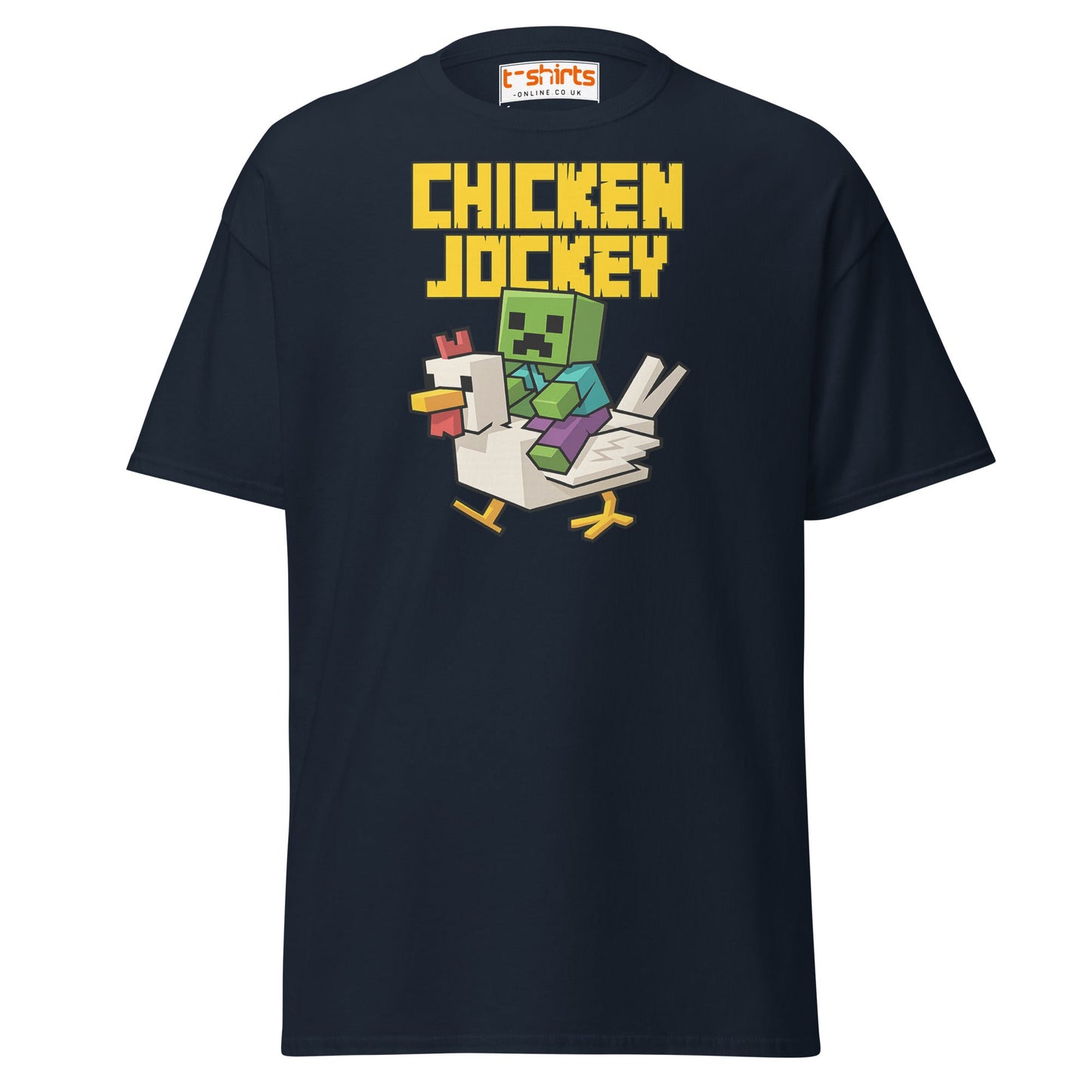Chicken Jockey Pixel Gamer T-Shirt - Navy - T-Shirts Online