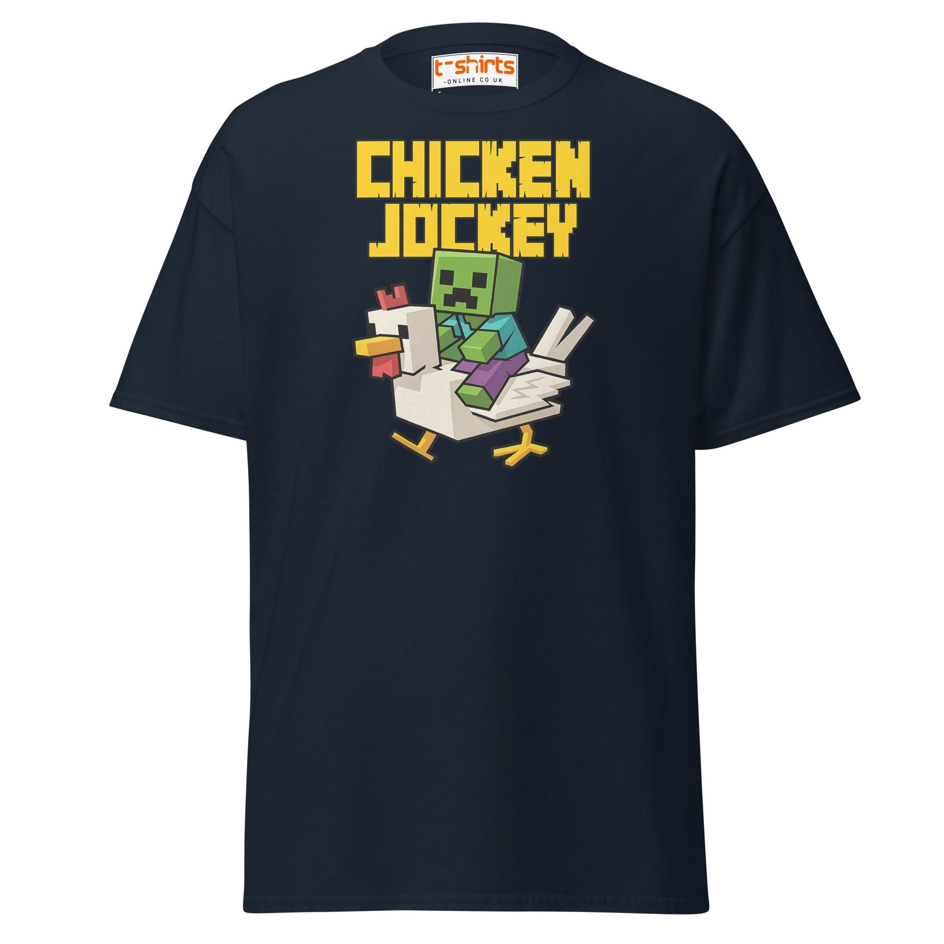 Chicken Jockey Pixel Gamer T-Shirt - Navy - T-Shirts Online
