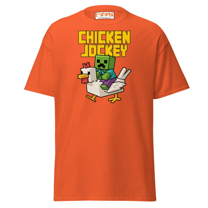 Chicken Jockey Pixel Gamer T-Shirt - Orange - T-Shirts Online