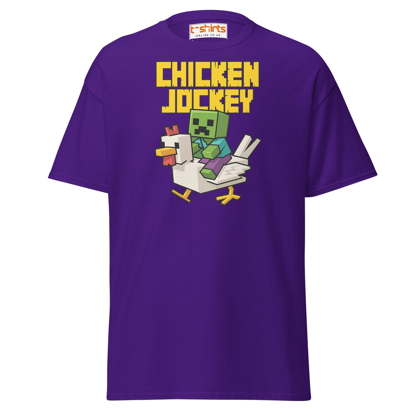 Chicken Jockey Pixel Gamer T-Shirt - Purple - T-Shirts Online
