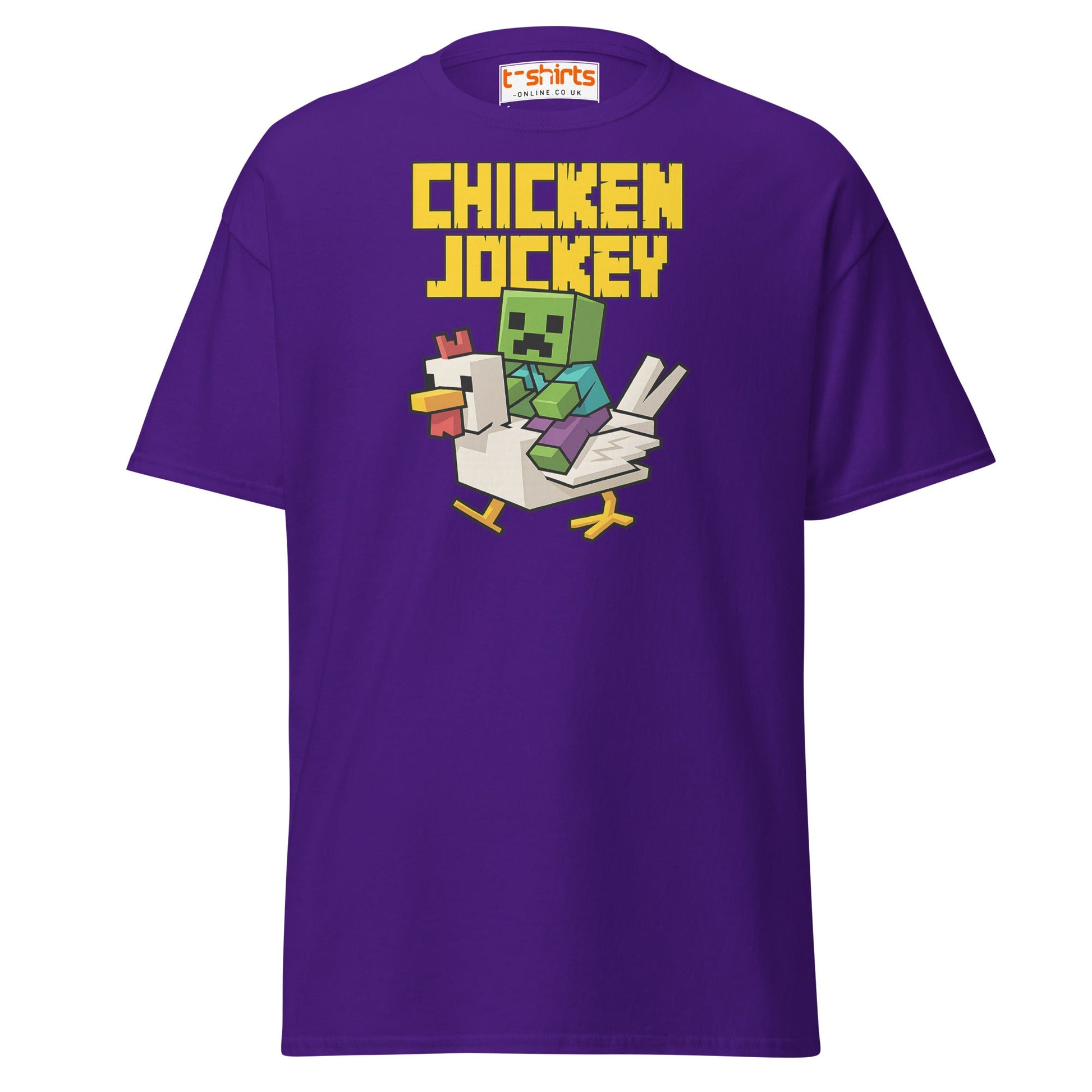 Chicken Jockey Pixel Gamer T-Shirt - Purple - T-Shirts Online