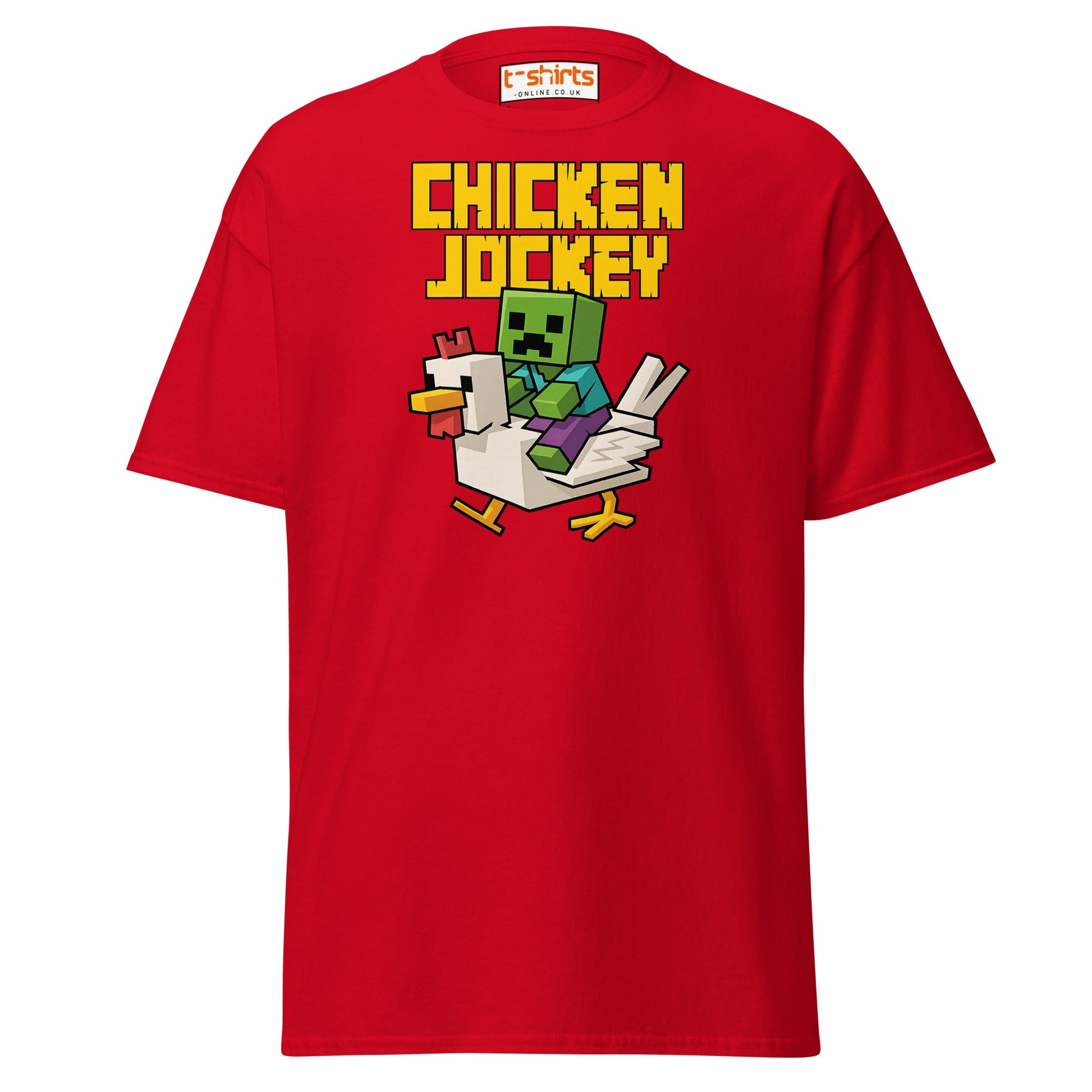Chicken Jockey Pixel Gamer T-Shirt - Red - T-Shirts Online