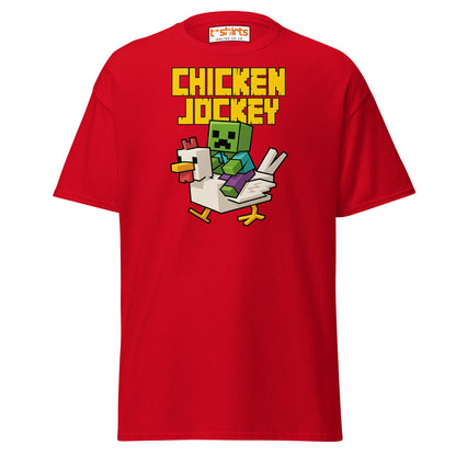 Chicken Jockey Pixel Gamer T-Shirt - Red - T-Shirts Online