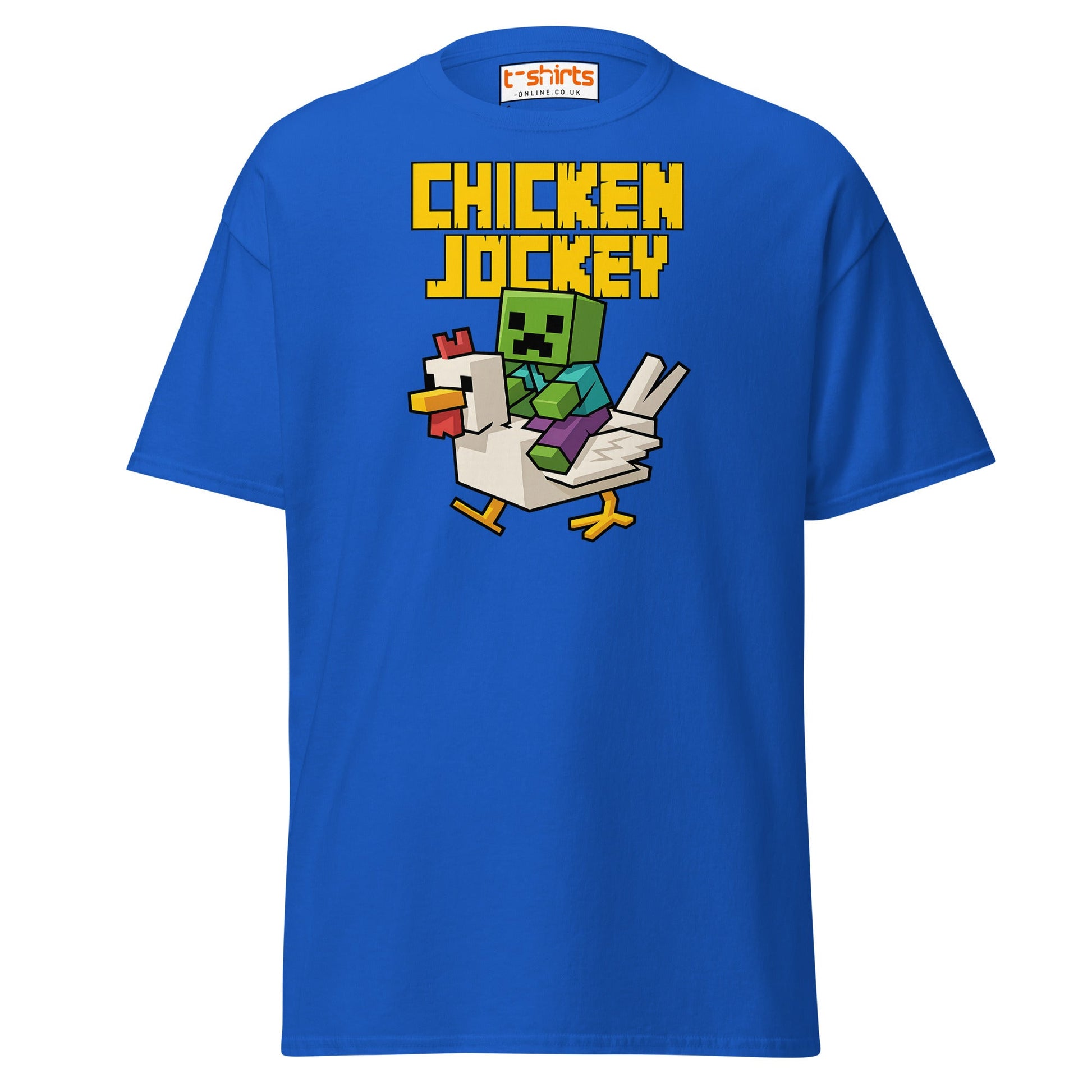 Chicken Jockey Pixel Gamer T-Shirt - Royal - T-Shirts Online