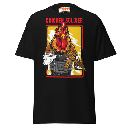Chicken Soldier T-Shirt – Funny Combat Cartoon Tee - Black - T-Shirts Online