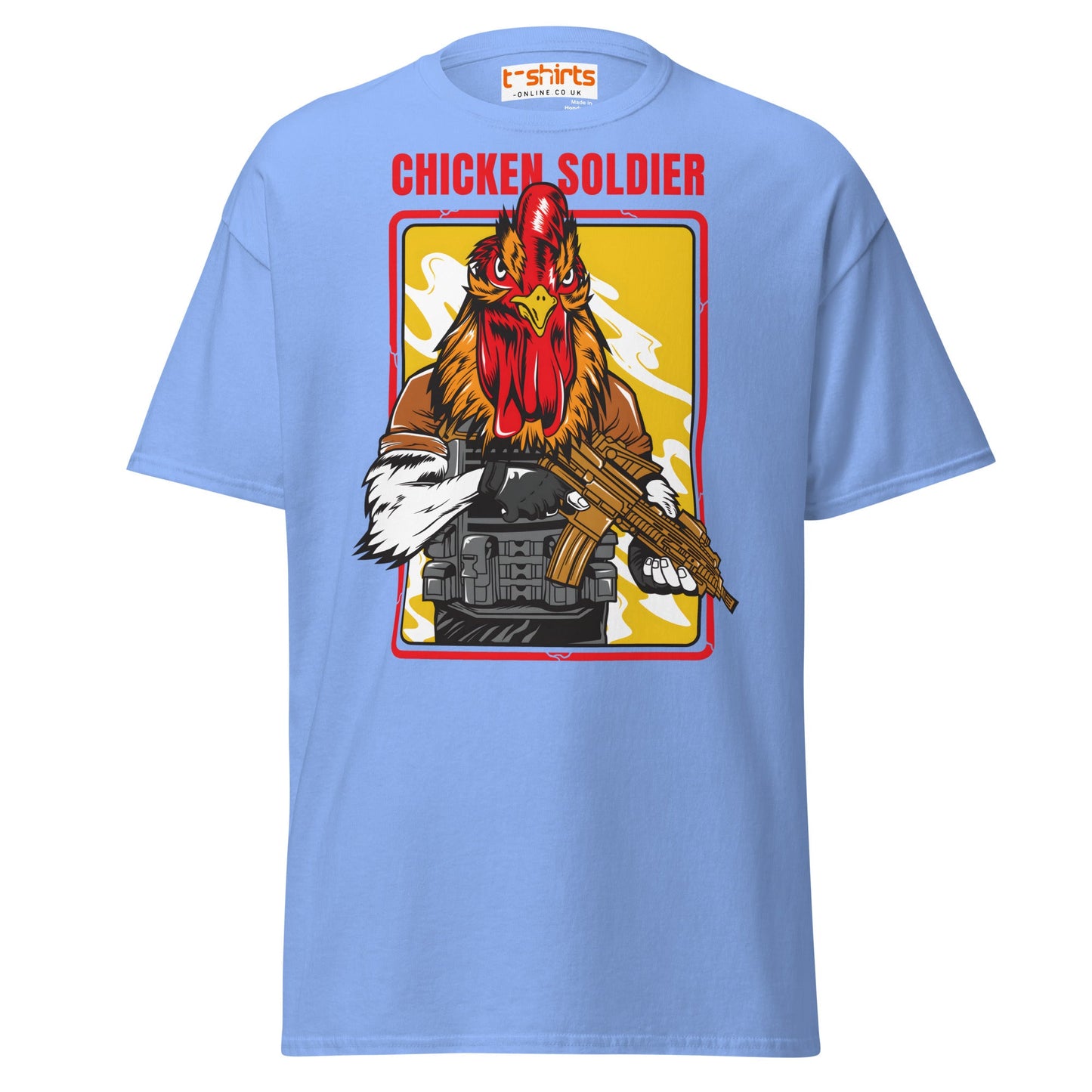 Chicken Soldier T-Shirt – Funny Combat Cartoon Tee - Carolina Blue - T-Shirts Online