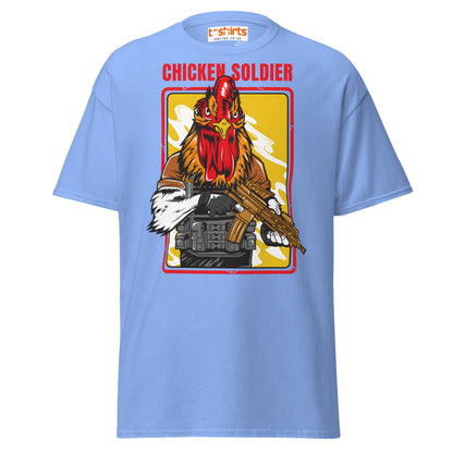 Chicken Soldier T-Shirt – Funny Combat Cartoon Tee - Carolina Blue - T-Shirts Online