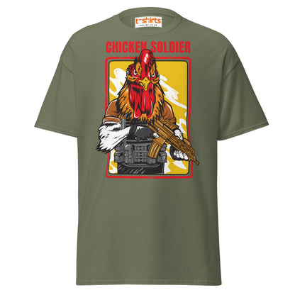 Chicken Soldier T-Shirt – Funny Combat Cartoon Tee - Military Green - T-Shirts Online