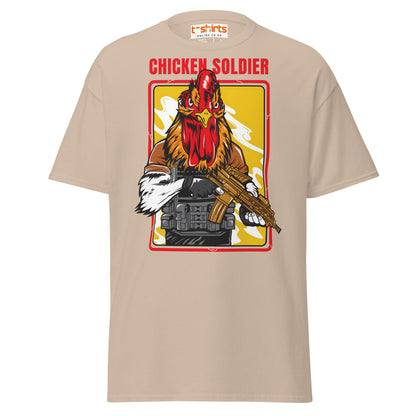 Chicken Soldier T-Shirt – Funny Combat Cartoon Tee - Sand - T-Shirts Online