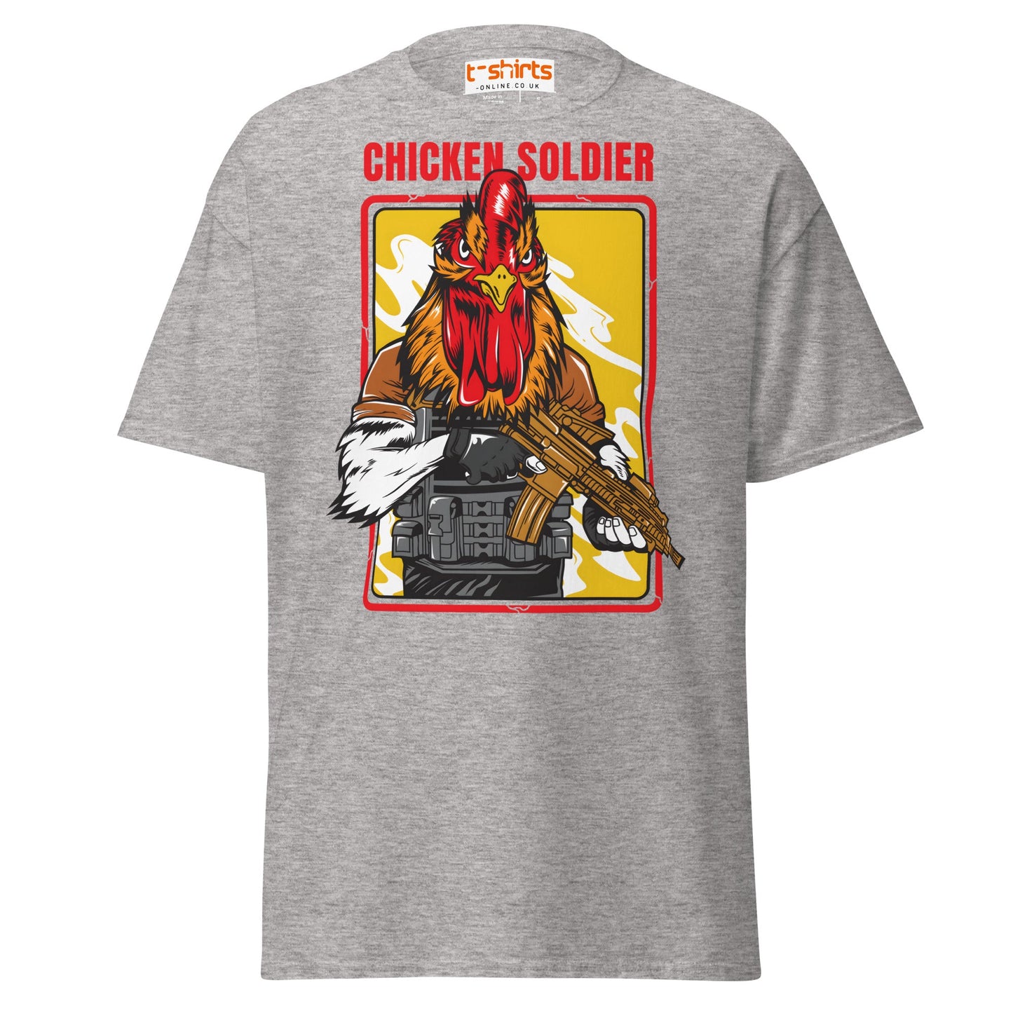 Chicken Soldier T-Shirt – Funny Combat Cartoon Tee - Sport Grey - T-Shirts Online