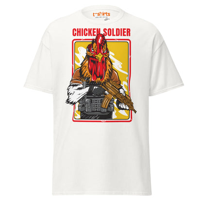 Chicken Soldier T-Shirt – Funny Combat Cartoon Tee - White - T-Shirts Online