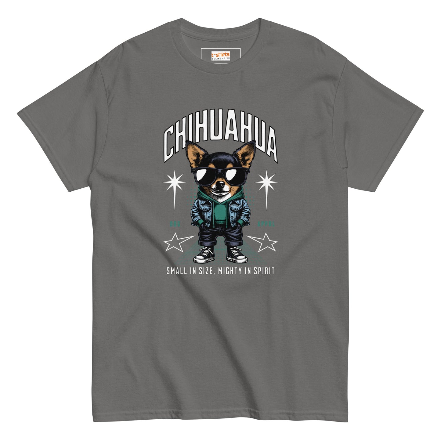 Chihuahua T-Shirt | Small and Mighty T-Shirt - Charcoal - T-Shirts Online