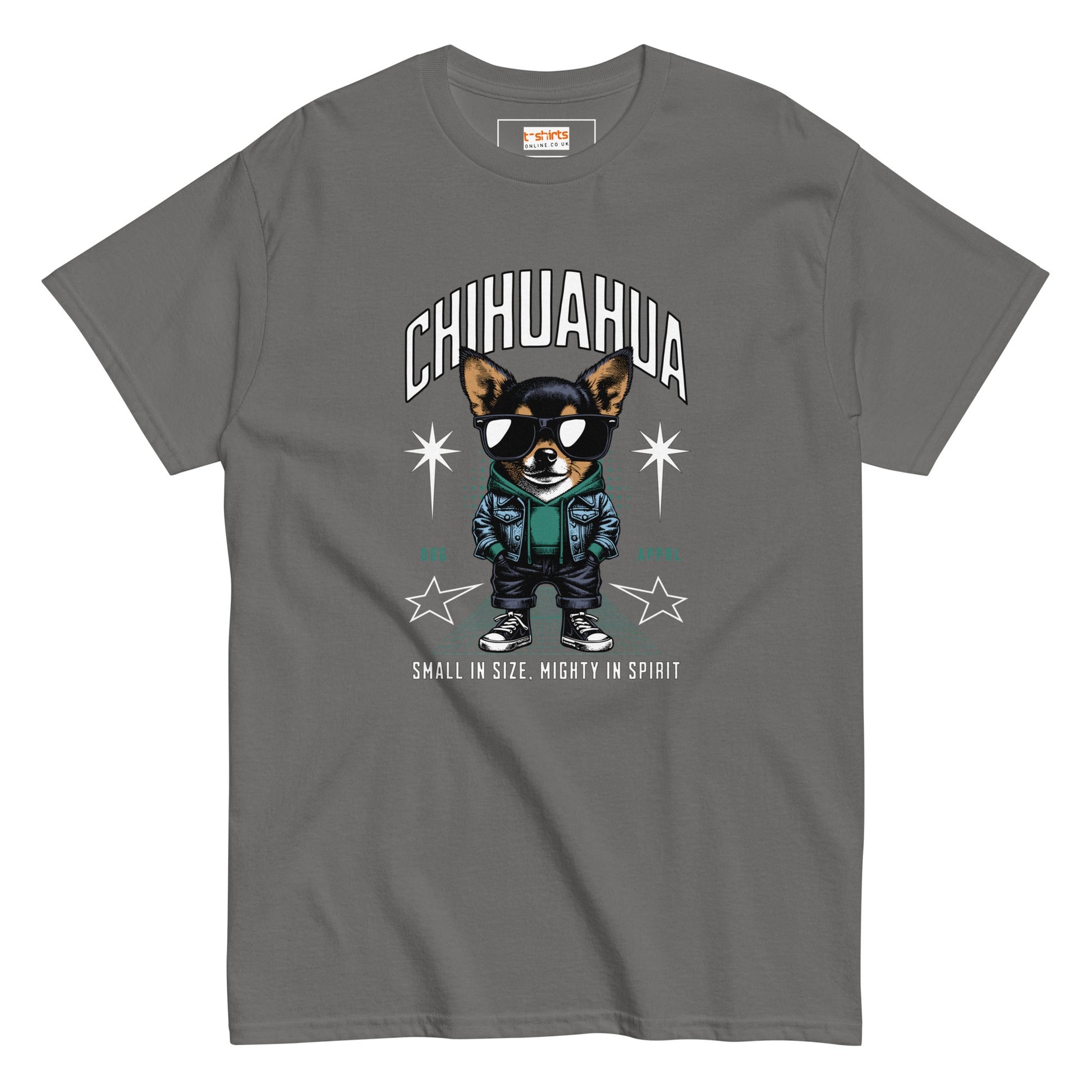 Chihuahua T-Shirt | Small and Mighty T-Shirt - Charcoal - T-Shirts Online