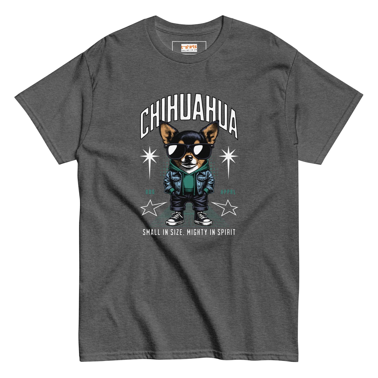 Chihuahua T-Shirt | Small and Mighty T-Shirt - Dark Heather - T-Shirts Online