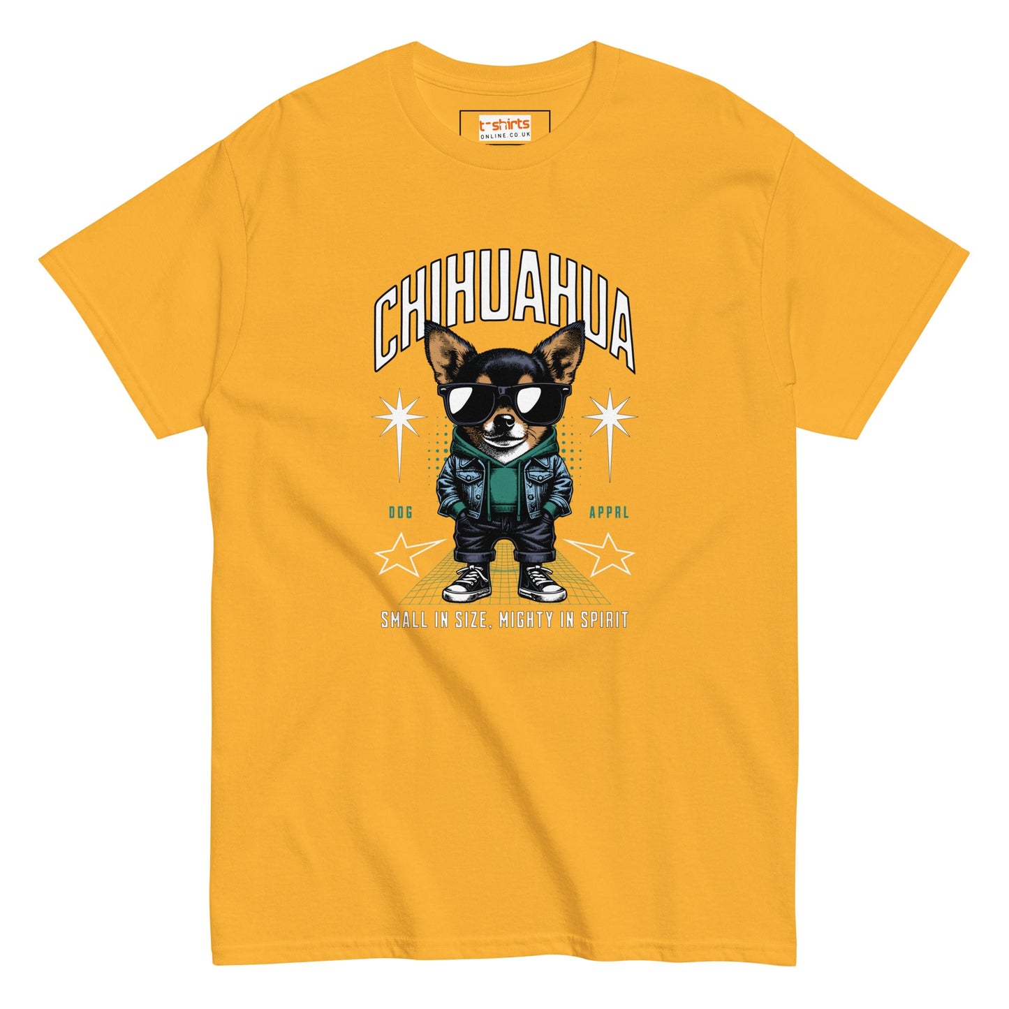 Chihuahua T-Shirt | Small and Mighty T-Shirt - Gold - T-Shirts Online