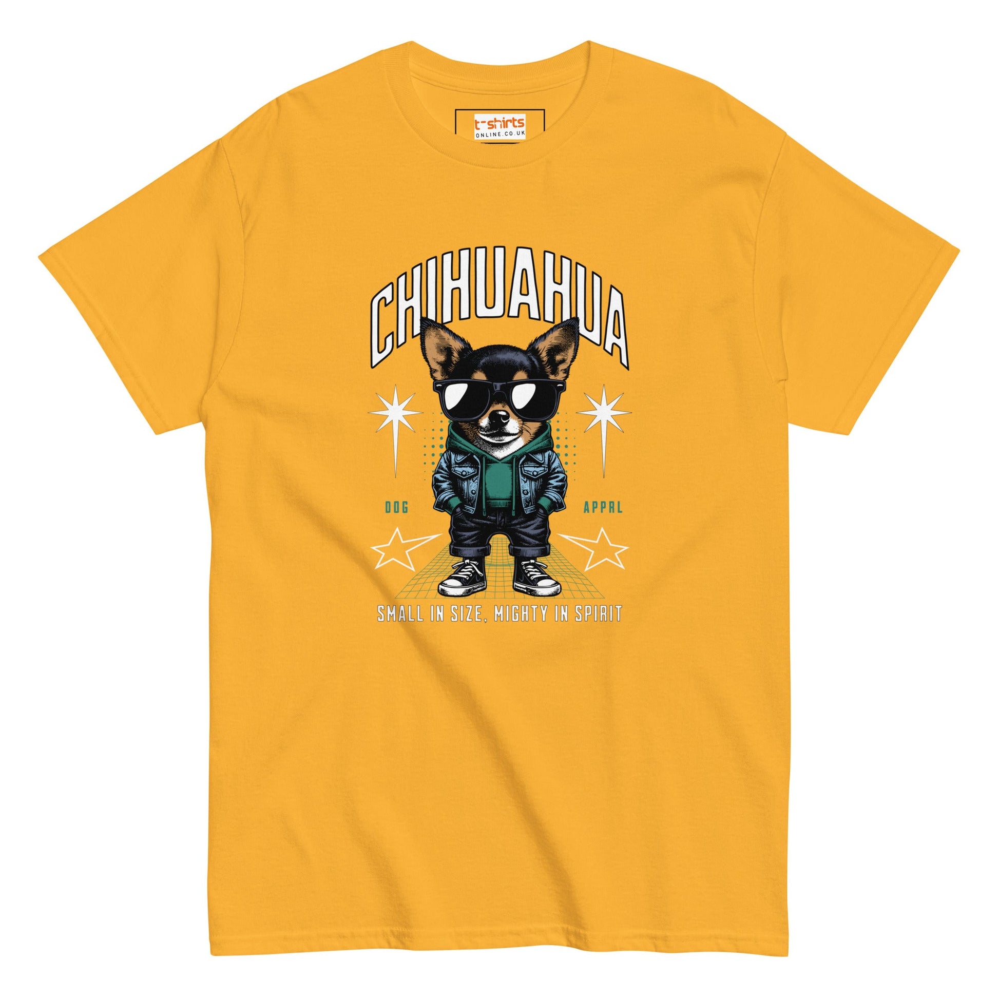 Chihuahua T-Shirt | Small and Mighty T-Shirt - Gold - T-Shirts Online