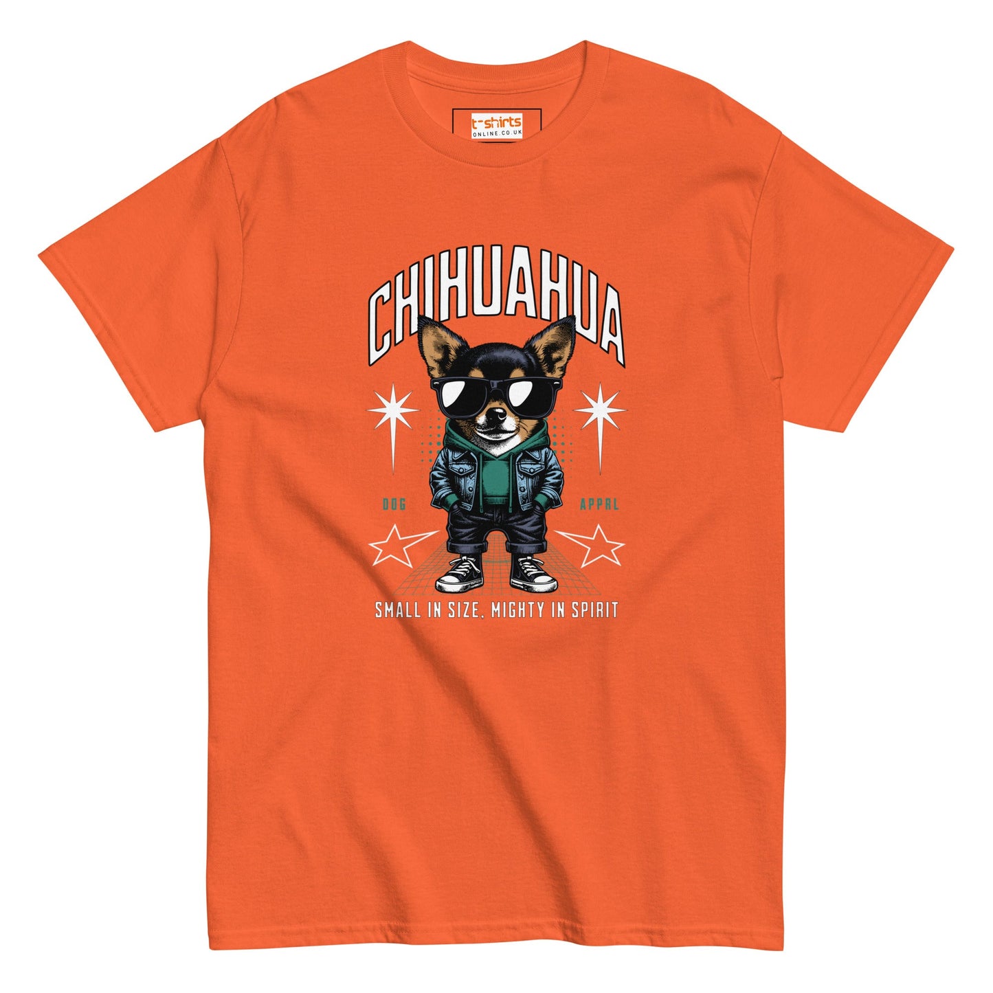 Chihuahua T-Shirt | Small and Mighty T-Shirt - Orange - T-Shirts Online